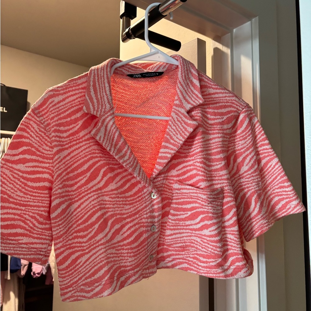 Zara Pink Zebra Print Cropped top